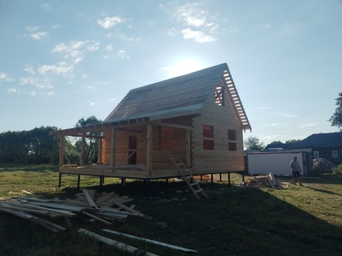 Дом 6х9 с верандой из профилированного бруса 145х145. Место строительства г. Углич