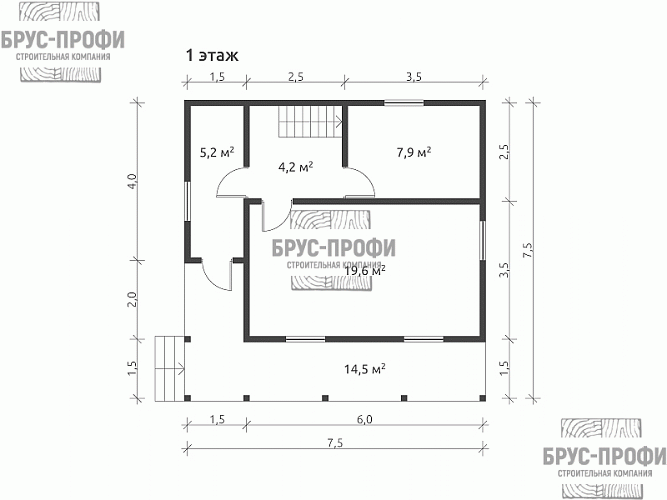 Проект №24. Дом из бруса 7,5 на 7,5