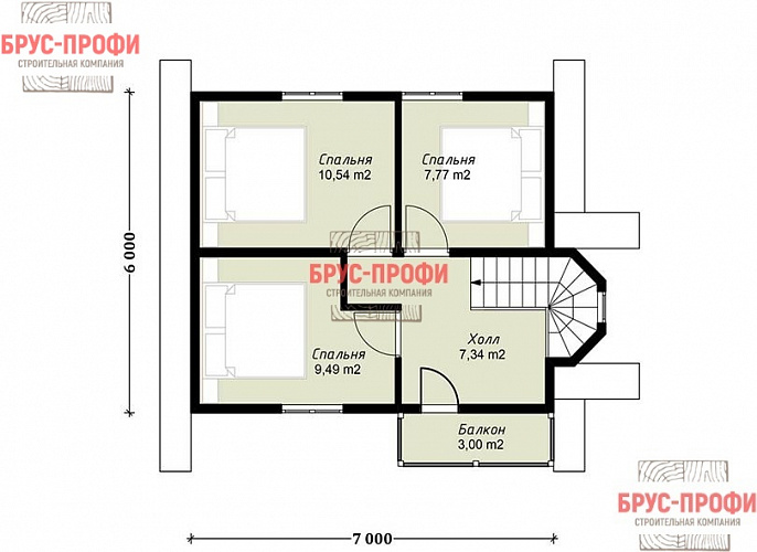 Проект №79. Дом из бруса 6 на 7
