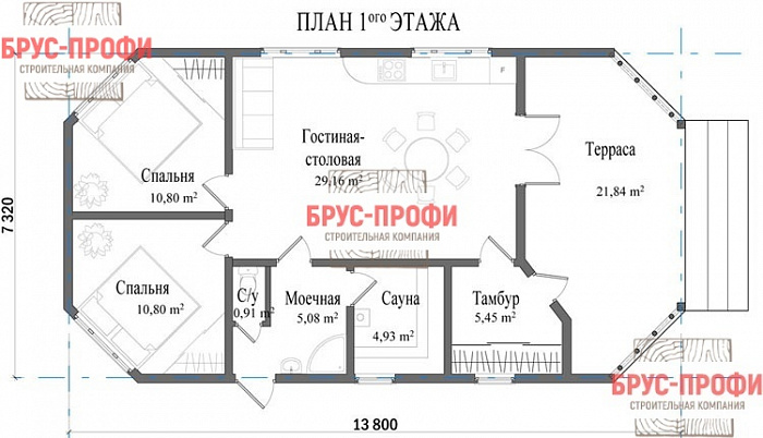 Проект №49. Дом из бруса 7,5 на 14
