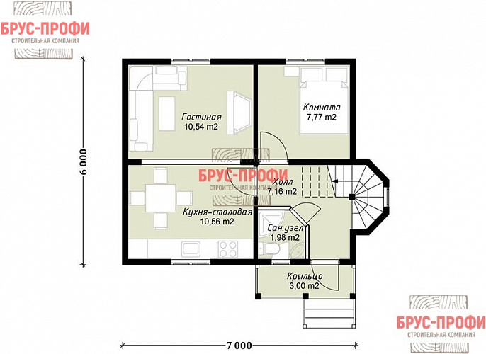Проект №79. Дом из бруса 6 на 7
