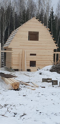 Процесс строительства бани 6х6 из профилированного бруса 145х145 в Дмитровском районе по проекту заказчика