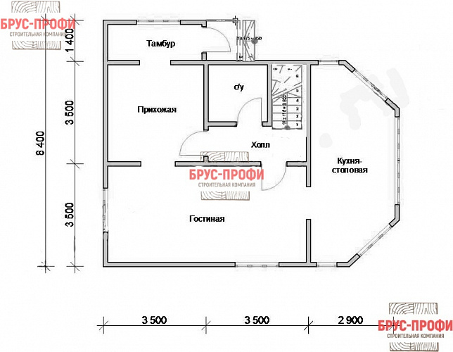 Проект №69. Дом из бруса 8,4 на 10