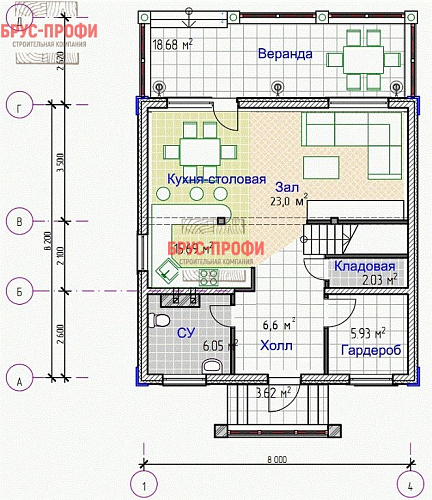 Проект №3. Комбинированный дом 8 на 8
