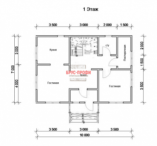 Проект №93. Дом из бруса 7 на 10