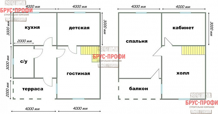 Проект №55. Дом из бруса 8 на 8