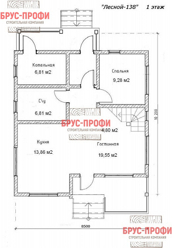 Проект №77. Дом из бруса 8,5 на 10,5