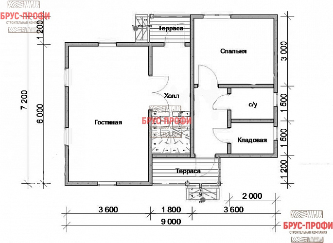 Проект №34. Дом из бруса 7,2 на 9