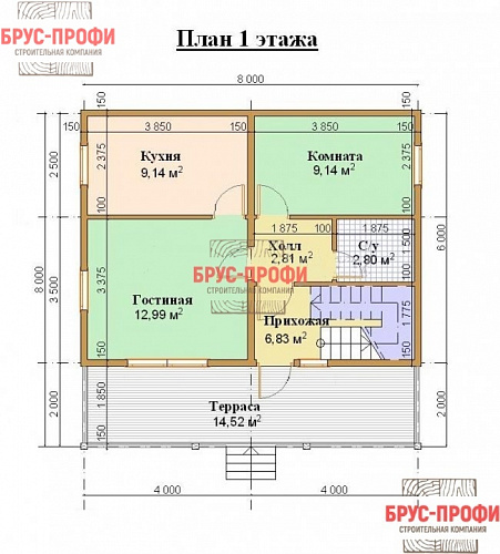 Проект №11. Дом из бруса 6 на 8