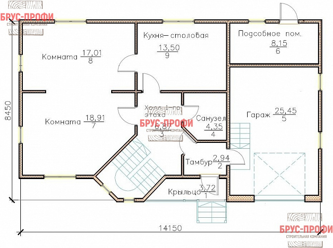 Проект №38. Дом из бруса 7 на 9
