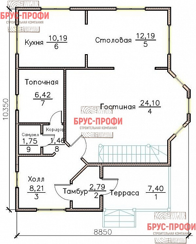 Проект №76. Дом из бруса 8,5 на 10,5