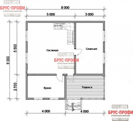 Проект №56. Дом из бруса 8 на 8