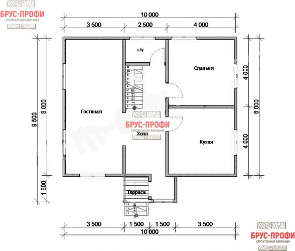 Проект №70. Дом из бруса 9,5 на 10