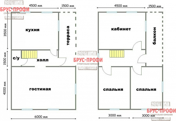 Проект №20. Дом из бруса 6 на 9