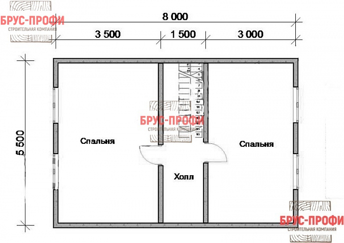 Проект №56. Дом из бруса 8 на 8