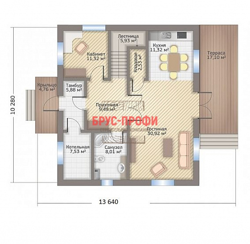 Проект №6. Комбинированный дом 10,3 на 13,7