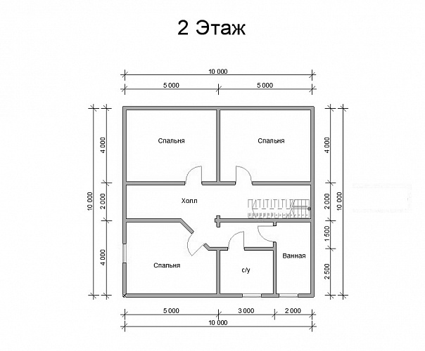 Проект №103 Дом из бруса 10х10 м