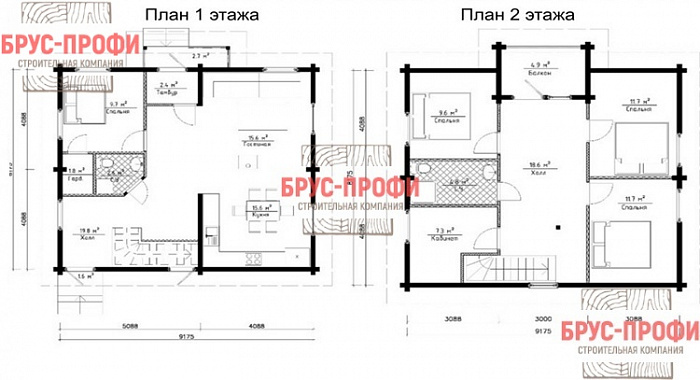 Проект №63. Дом из бруса 8 на 9