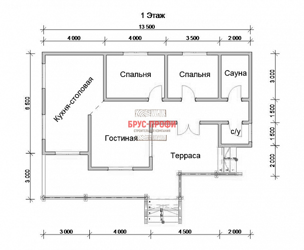 Проект №96. Дом из бруса 6,5 на 13