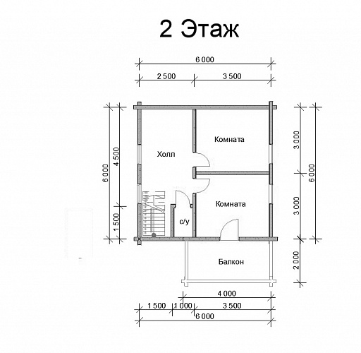 Проект №109 Дом из бруса 6х6 м