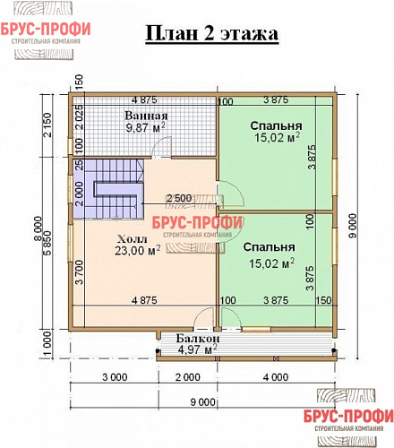 Проект №81. Дом из бруса 9 на 9