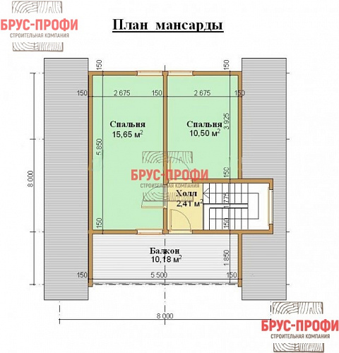 Проект №11. Дом из бруса 6 на 8