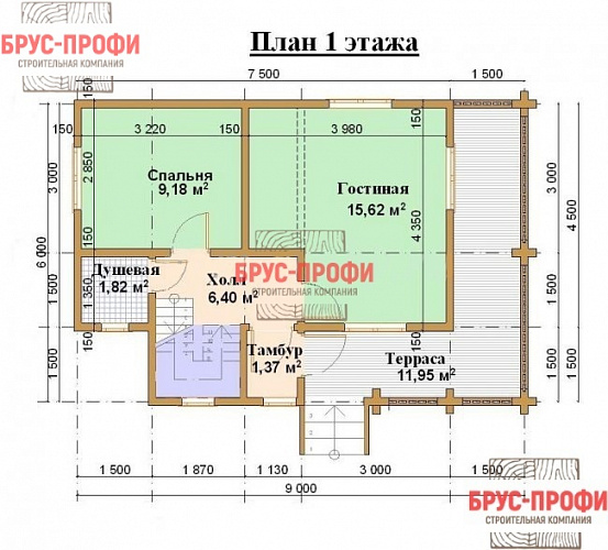 Проект №19. Дом из бруса 6 на 9
