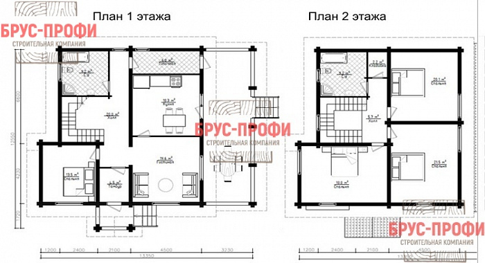 Проект №87. Дом из бруса 12,5 на 13,5
