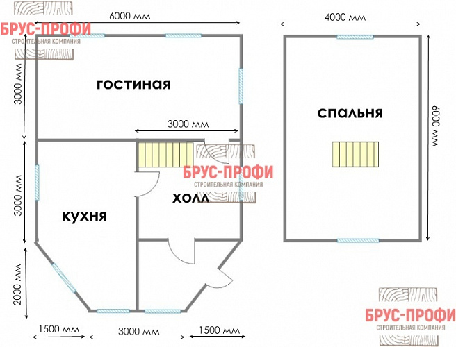 Проект №14. Дом из бруса 6 на 8