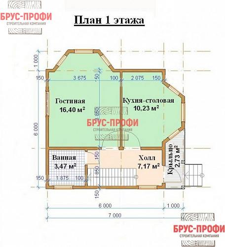 Проект №6. Дом из бруса 6 на 6