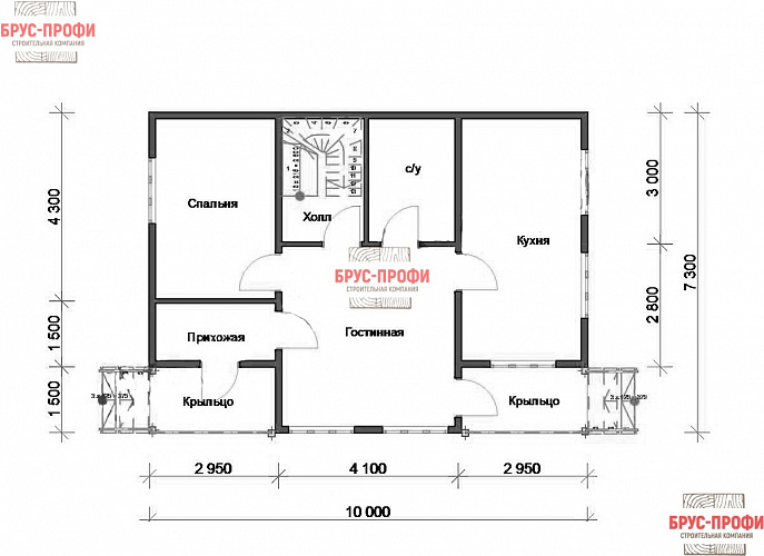 Проект №43. Дом из бруса 7,3 на 10