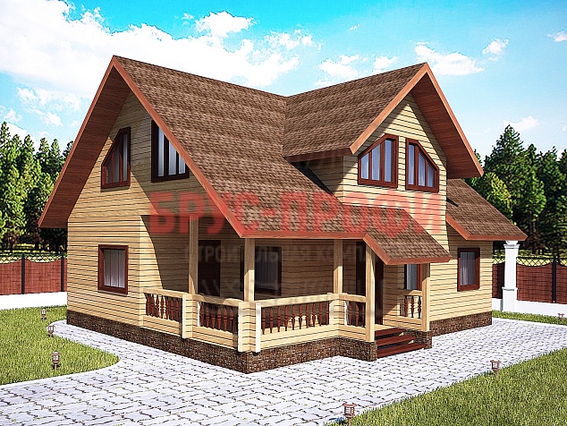 Проект №110 Дом из бруса 9х10 м