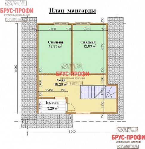 Проект №52. Дом из бруса 8 на 8