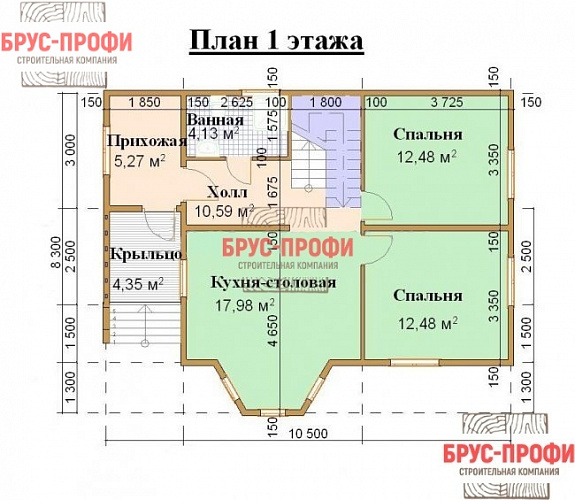 Проект №67. Дом из бруса 8 на 10