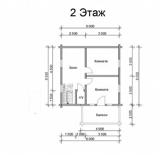 Проект №104 Дом из бруса 6х6 м