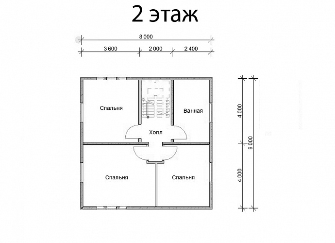 Проект №111 Дом из бруса 8х8 м