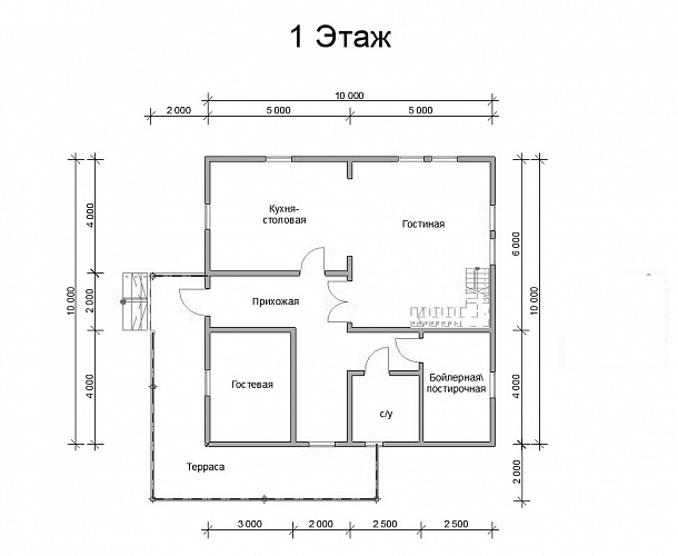 Проект №103 Дом из бруса 10х10 м