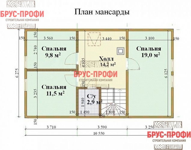 Проект №82. Дом из бруса 9 на 10,5