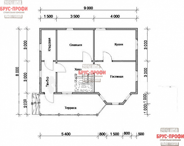 Проект №60. Дом из бруса 8 на 9