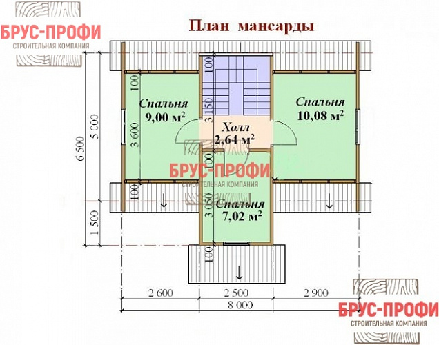 Проект №17. Дом из бруса 6,5 на 8