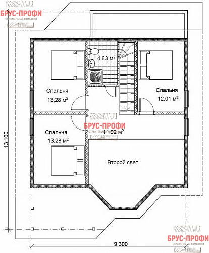 Проект №83. Дом из бруса 9,5 на 13