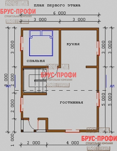 Проект №12. Дом из бруса 6 на 8