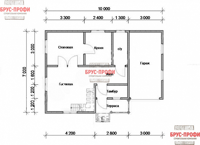 Проект №44. Дом из бруса 7 на 10