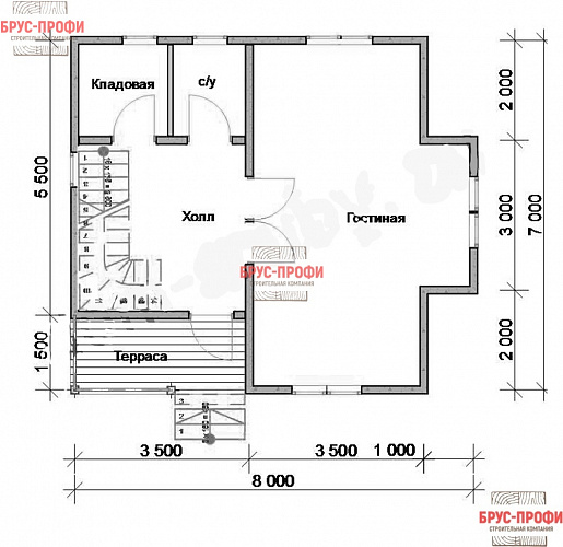 Проект №26. Дом из бруса 7 на 8