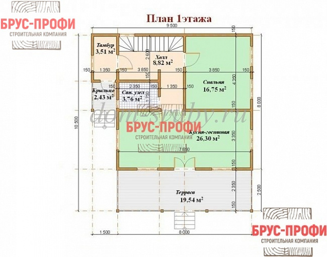Проект №71. Дом из бруса 8 на 10,5