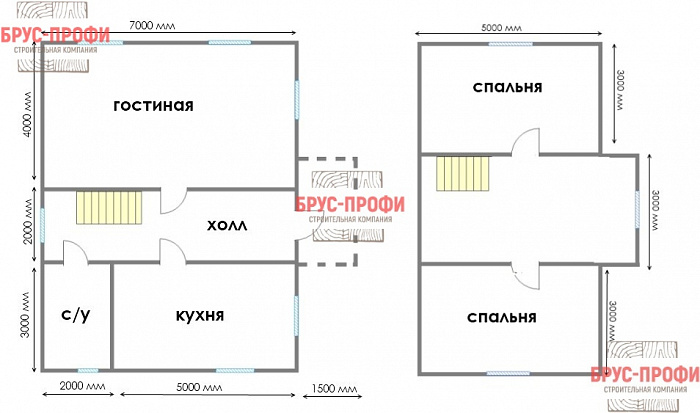 Проект №32. Дом из бруса 7 на 9