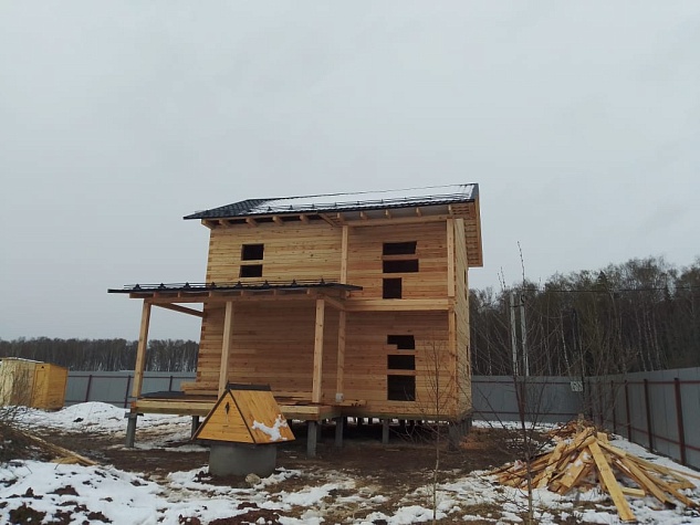 Дом 7х8 из профилированного бруса 145х145 по проекту заказчика. Московская обл., поселок Барыбино.